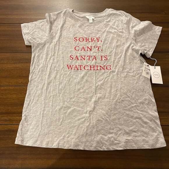 NWT 1901 Women's "Sorry Cant. Santa is Watching" Graphic Tee Size XXL NEW - Picture 2 of 13